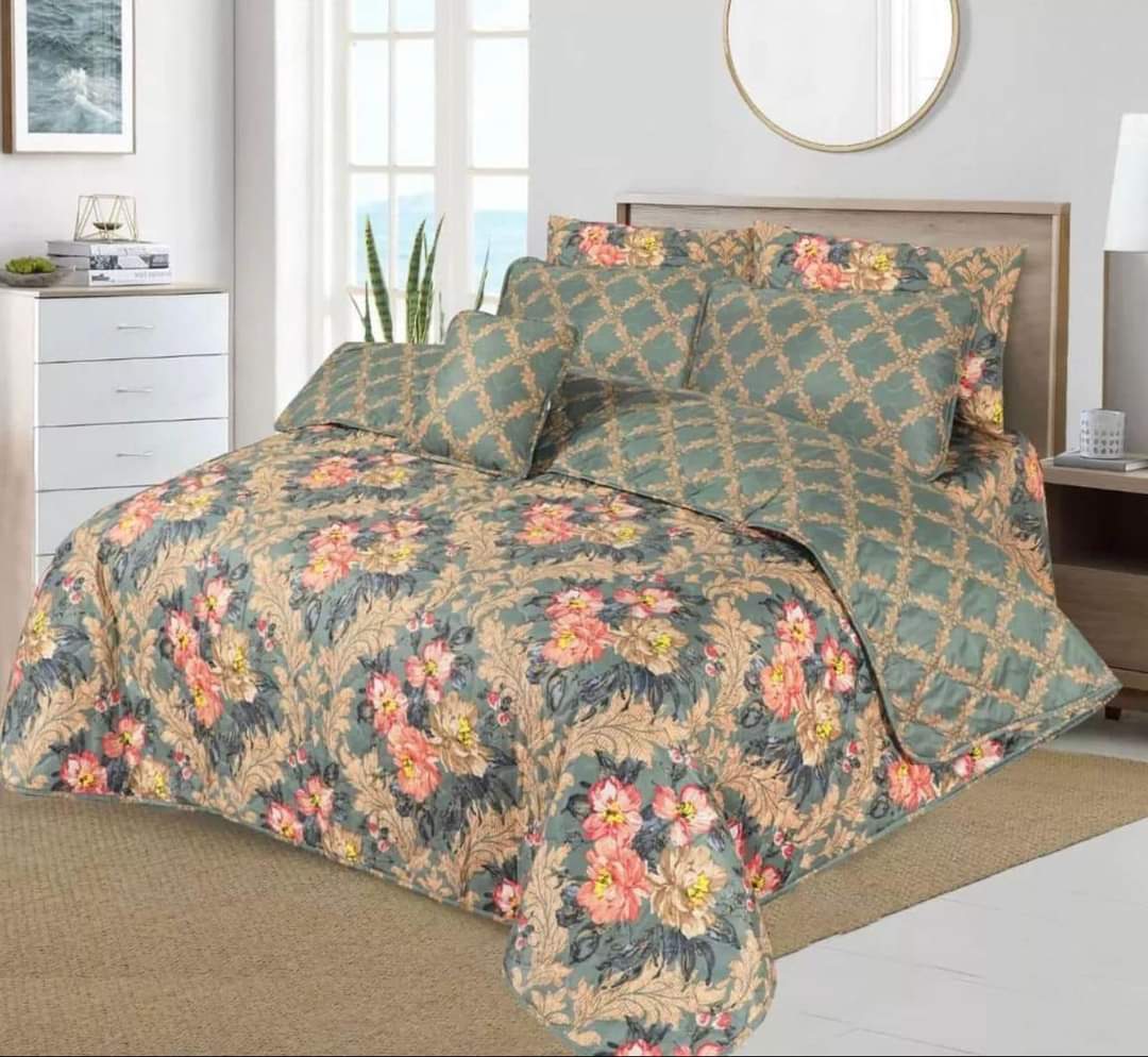 7 Pcs Quilted Comforter Set – Silver Spring