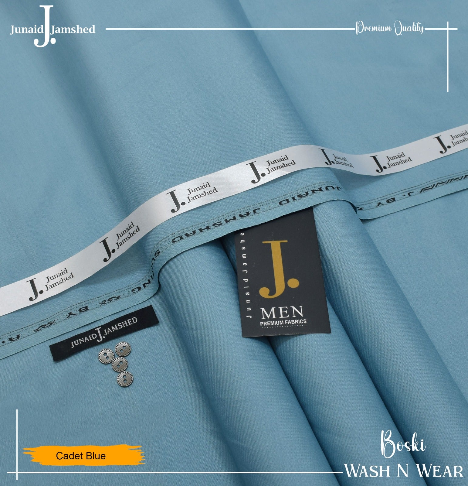 J. Junaid Jamshed wash and Wear Booski - Cadet Blue