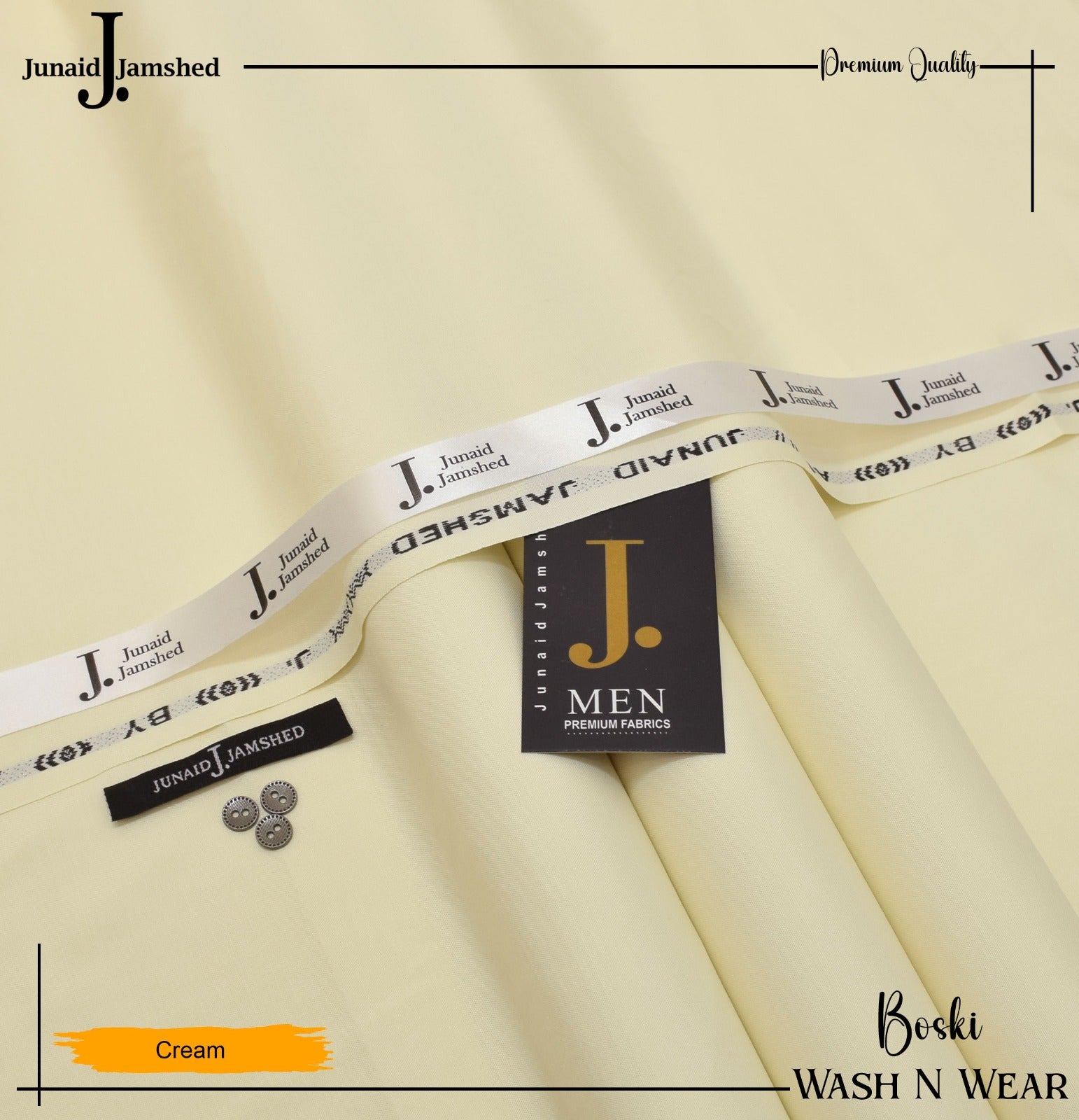 J. Junaid Jamshed wash and Wear Booski - Cream