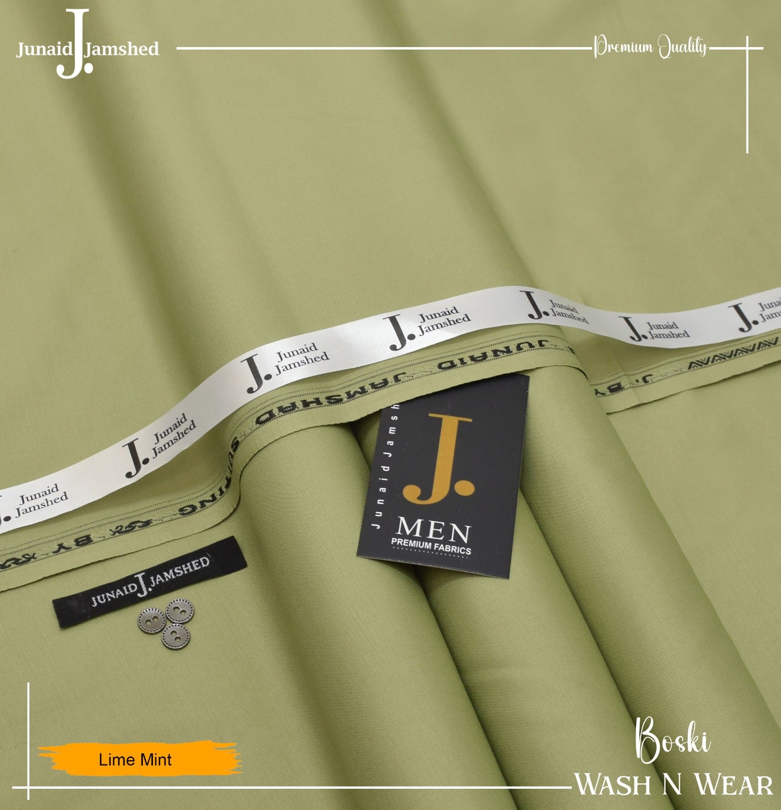 J. Junaid Jamshed wash and Wear Booski - Lime Mint