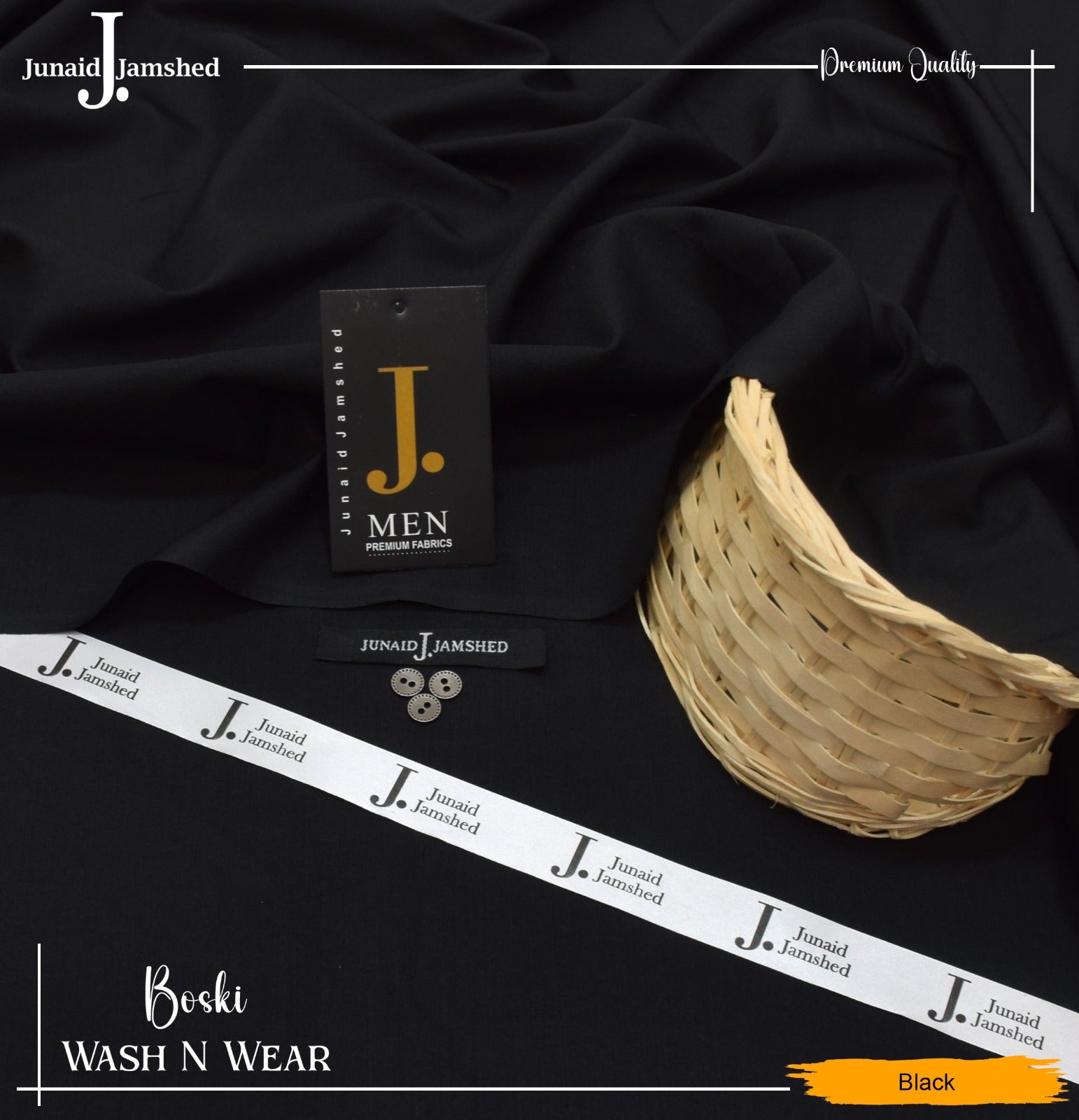 J. Junaid Jamshed wash and Wear Booski - Black