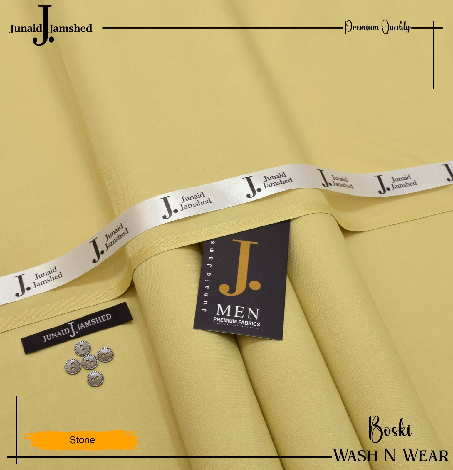 J. Junaid Jamshed wash and Wear Booski - Stone