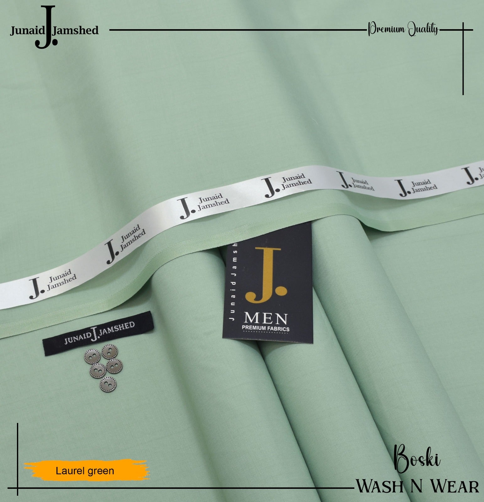 J. Junaid Jamshed wash and Wear Booski - Laural Green