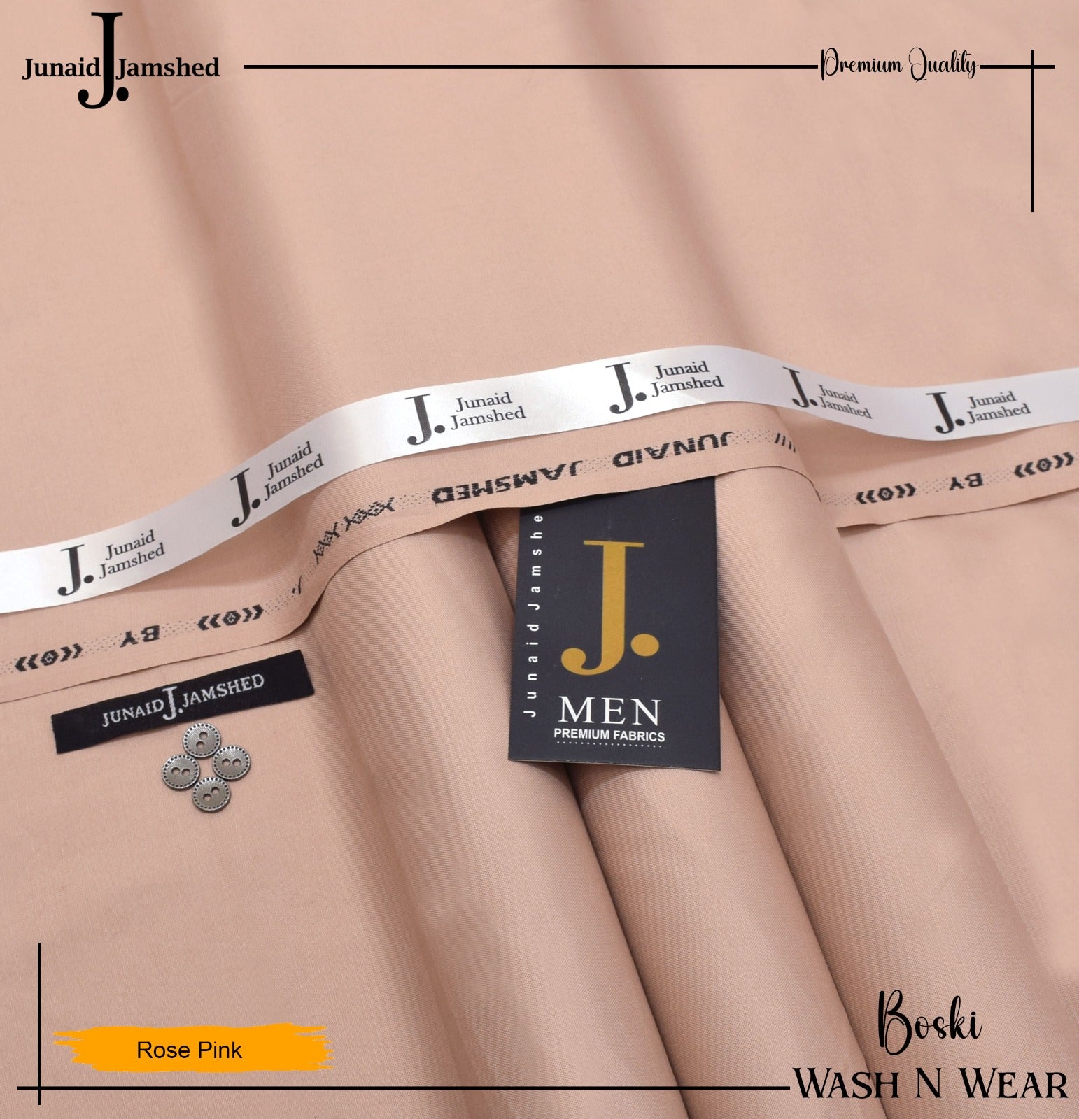 J. Junaid Jamshed wash and Wear Booski - Rose Pink