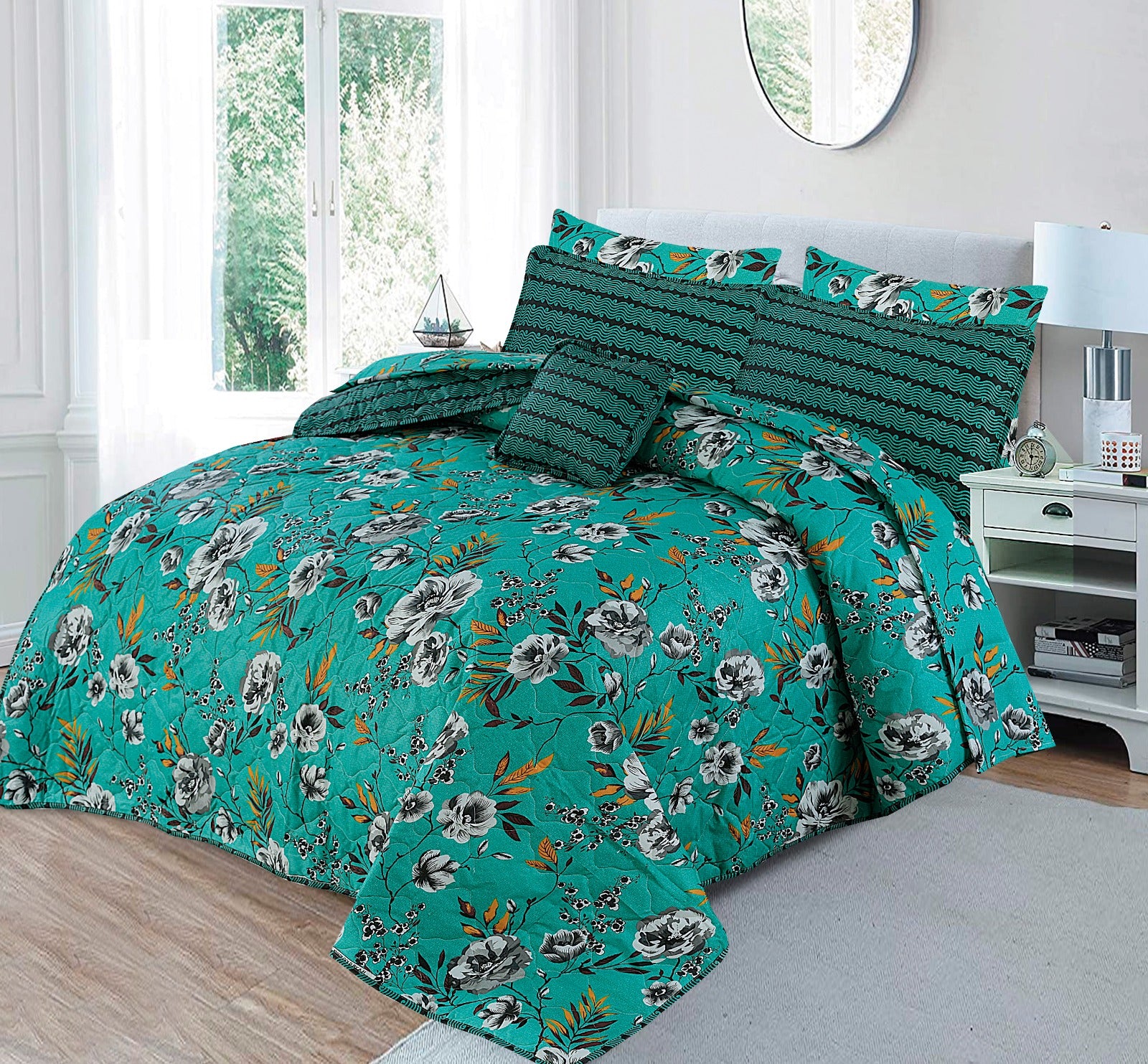 7 Pcs Quilted Comforter Set –