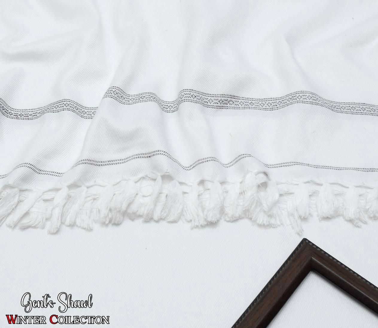 Mens Winter Wool shawl-white