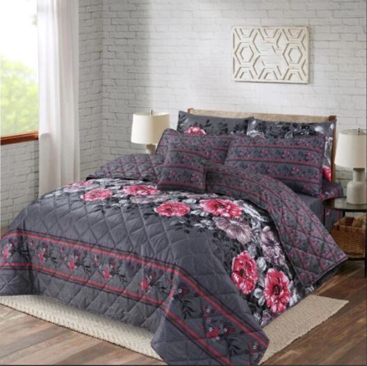 7 Pcs Quilted Comforter Set – Silver Spring